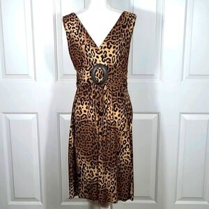 Leopard Print Sleeveless Midi Dress Size Large Sundress Size Large